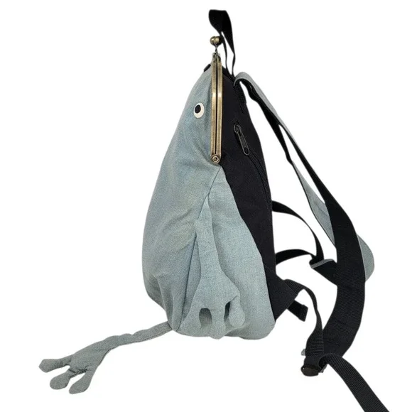 Gym Master Fluke Frog Mini Backpack Bleached Denim Japan Gamaguchi Frame Rare - Picture 8 of 16